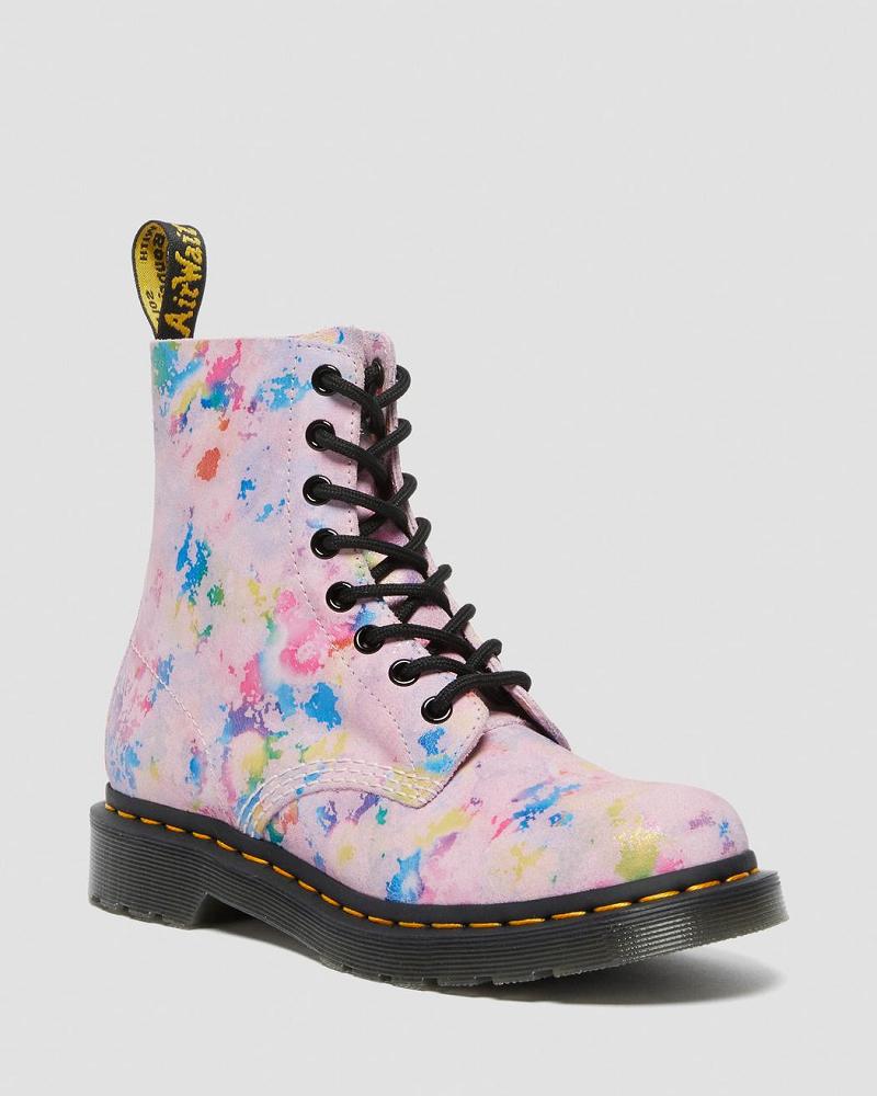 Botas con Cordones Dr Martens 1460 Pascal Confetti Gamuza Mujer Rosas | MX 592LIS